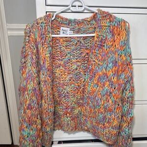 Princess Polly Orange and Green Chunky Knit Cardigan